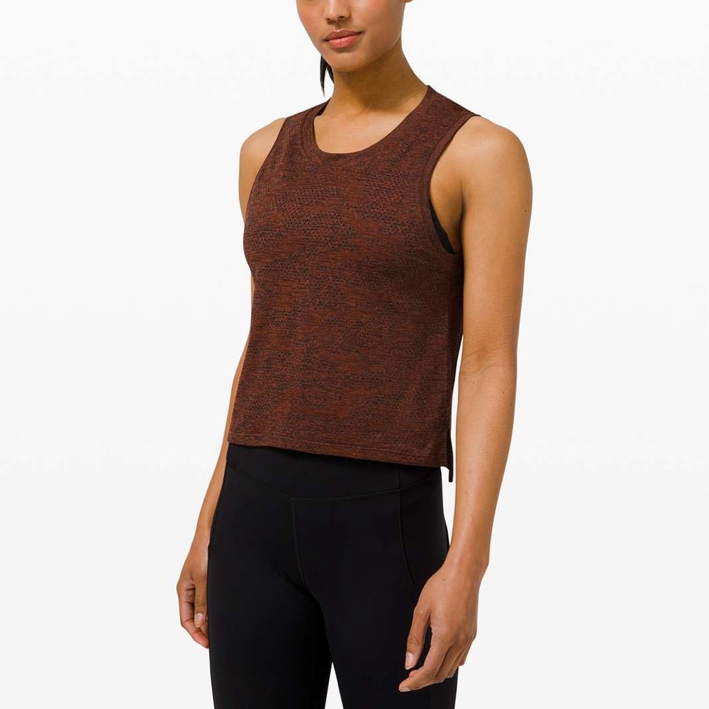 Lululemon Train To Be Tank Camo in Dot Camo Dark Terracotta Black‎